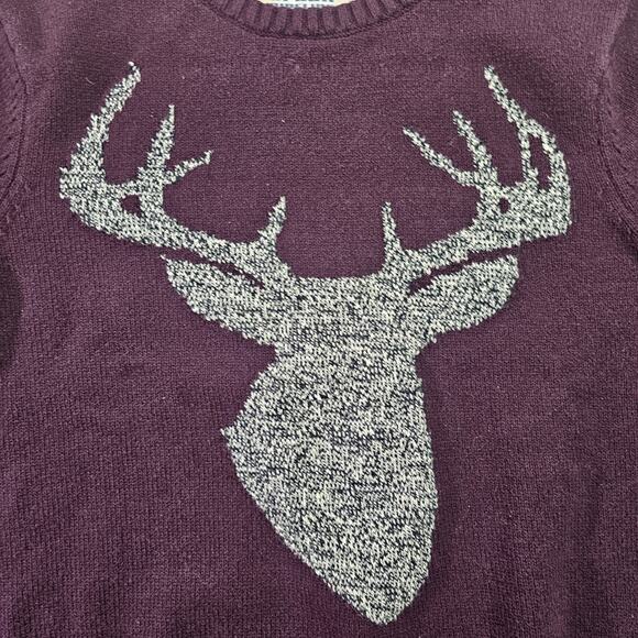 Urban Pipeline Sweater Mens Medium Purple Crewneck Pullover Deer Head Cotton - Picture 4 of 12